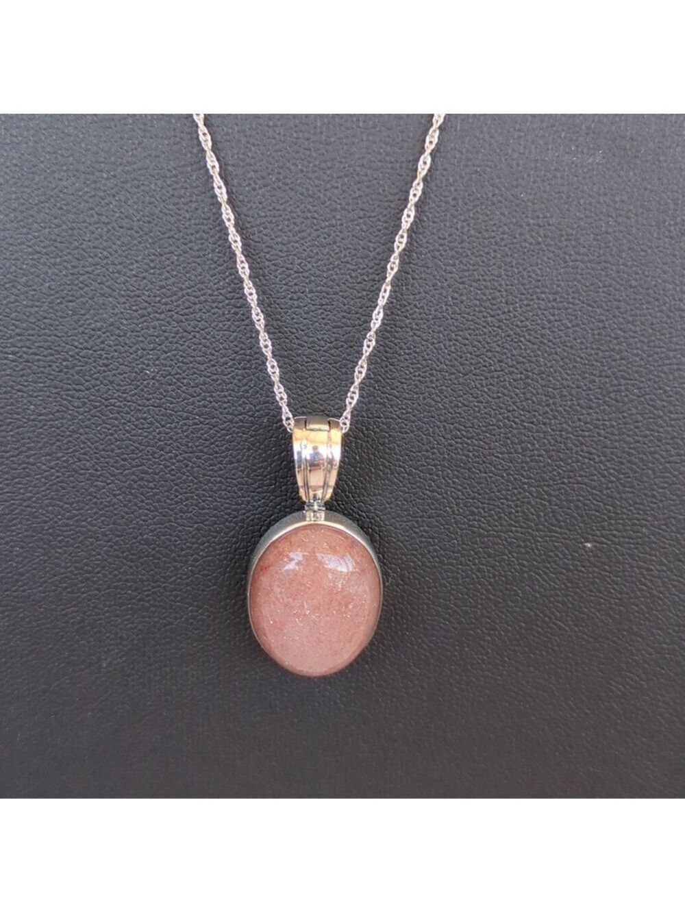 Glass‎ Venice Murano Style Pink Necklace Oval Pendant 925 Sterling Silver Chain